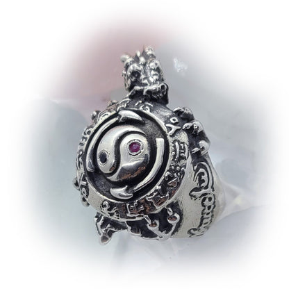 Dragon with Yin Yang the Legend Silver Ring