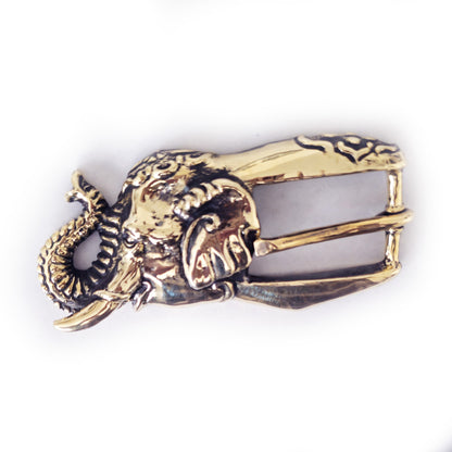 Elephant Head Bronze Belt Buckle