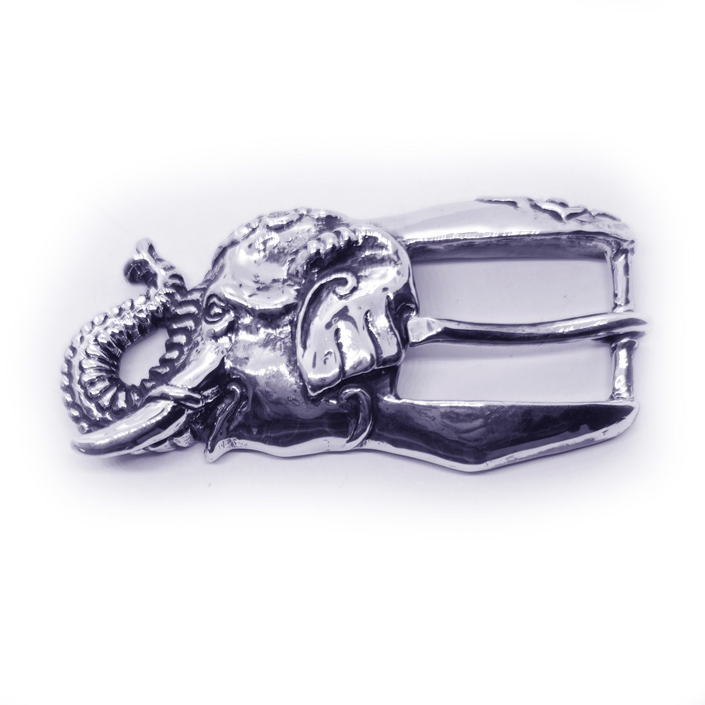 Elephant Head Sterling Silver Belt Buckle