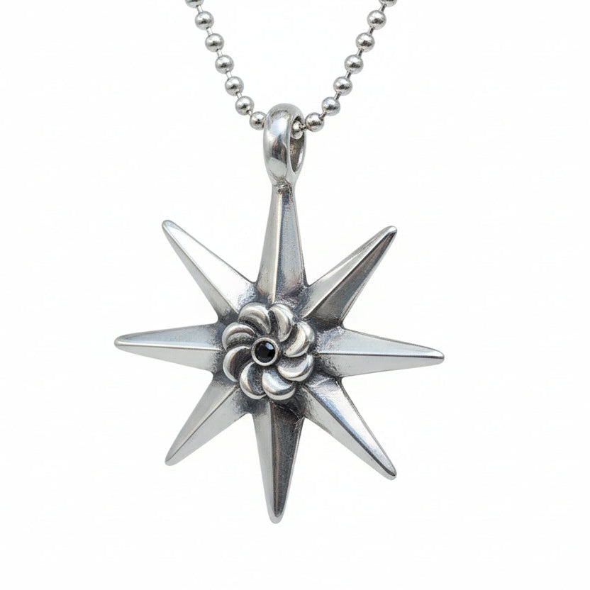 Eternity 8 Star Sterling Silver Pendant with Ruby Stone