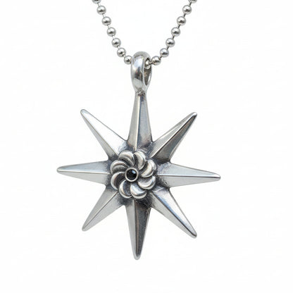 Eternity 8 Star Sterling Silver Pendant with Ruby Stone