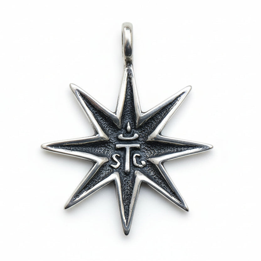 Eternity 8 Star Sterling Silver Pendant with Ruby Stone