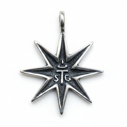 Eternity 8 Star Sterling Silver Pendant with Ruby Stone