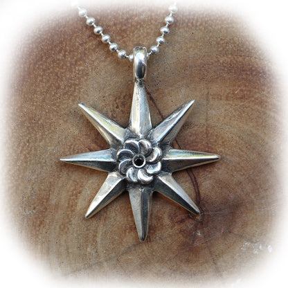 Eternity 8 Star Sterling Silver Pendant with Ruby Stone