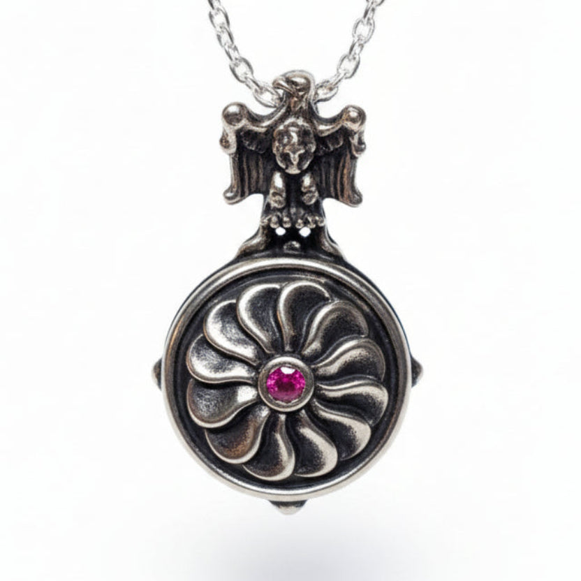 Eternity Sterling Silver Pendant with Ruby V3