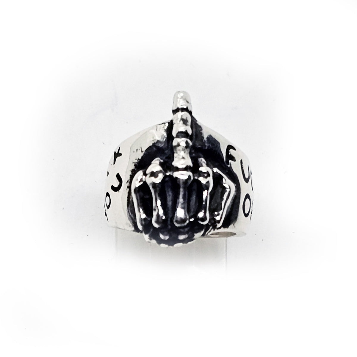 Fuck You Fuck Off with Middle Finger Sterling Silver Ring