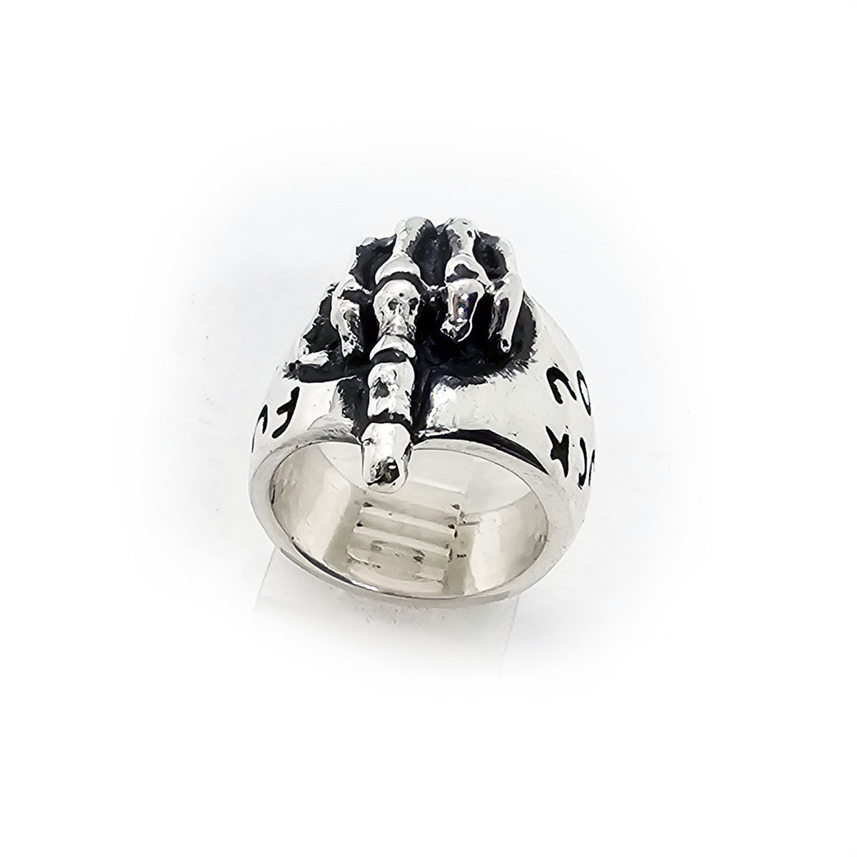Fuck You Fuck Off with Middle Finger Sterling Silver Ring