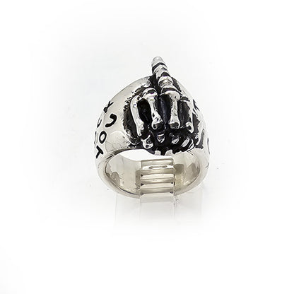 Fuck You Fuck Off with Middle Finger Sterling Silver Ring