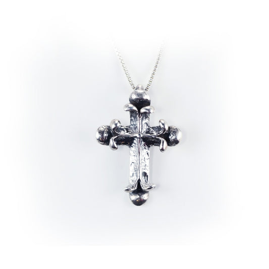 Fancy Cross Sterling Silver Pendant