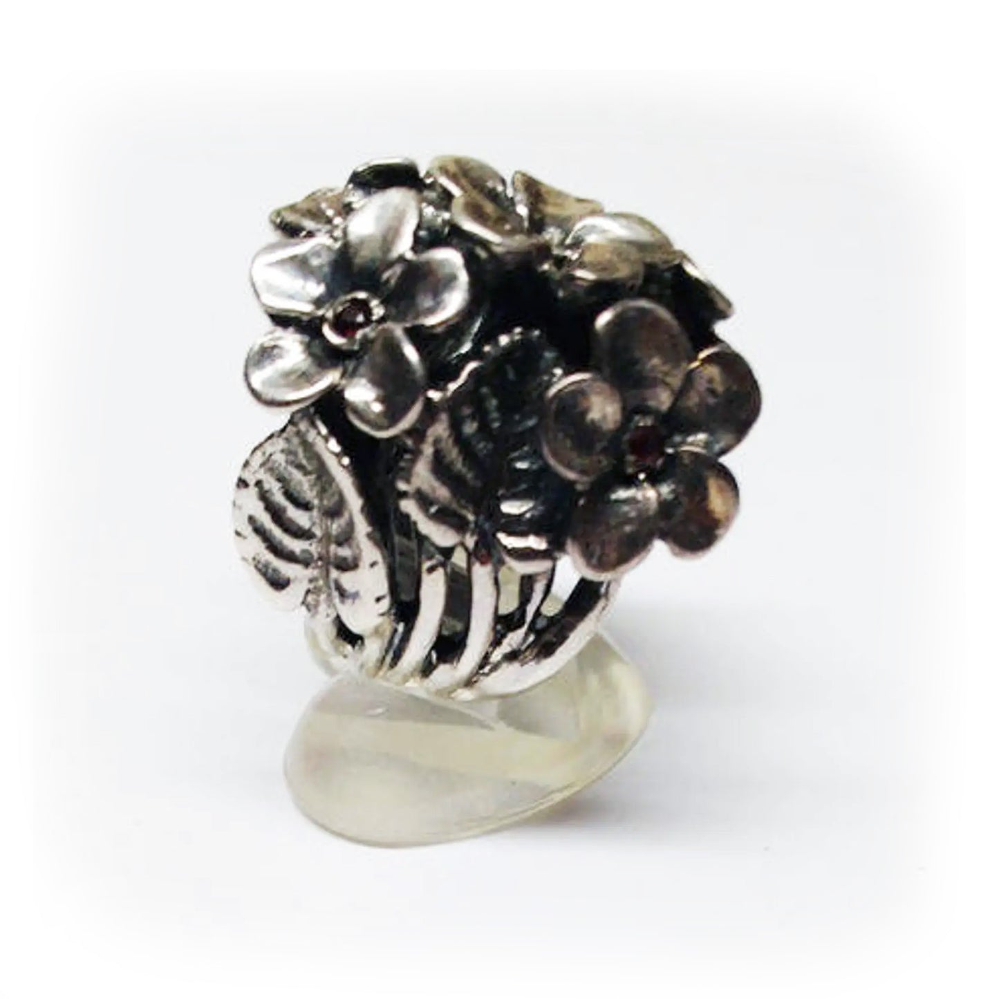February Birth Flower Violet Silver Ring