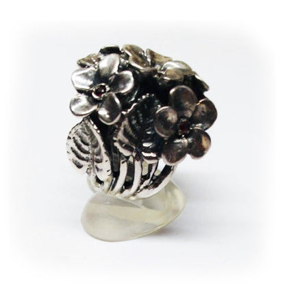 February Birth Flower Violet Silver Ring