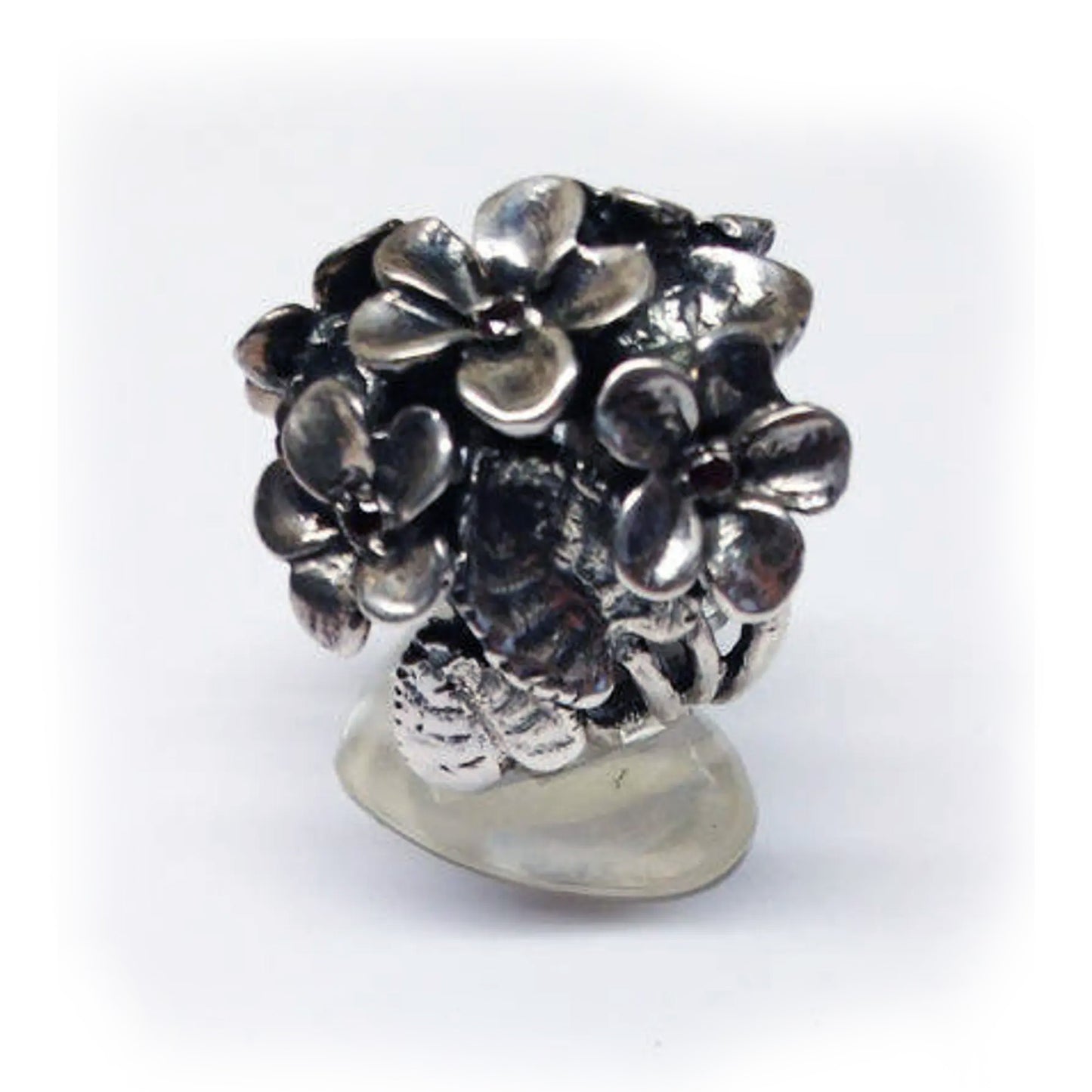February Birth Flower Violet Silver Ring