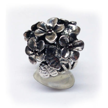February Birth Flower Violet Silver Ring