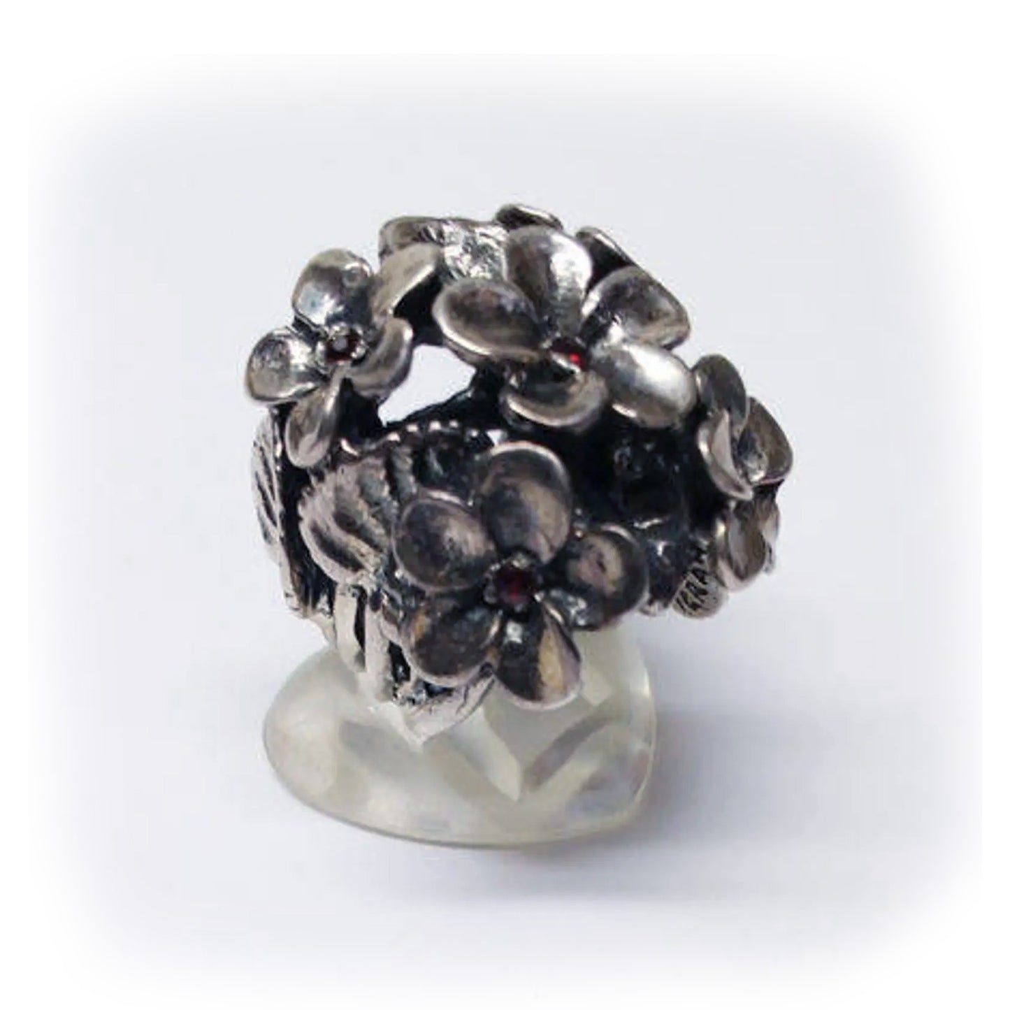 February Birth Flower Violet Silver Ring