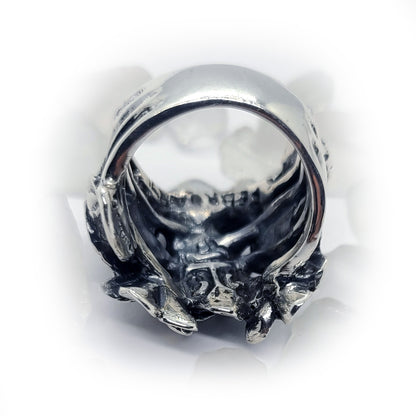 February Birth Flower Violet Silver Ring