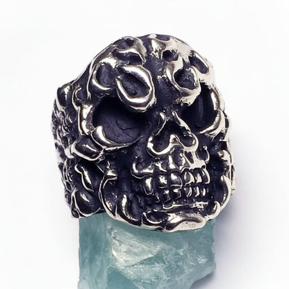 Fire Skull Sterling Silver Ring