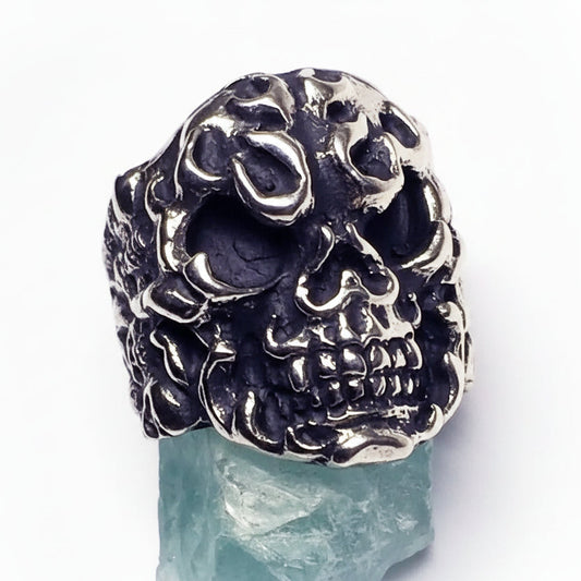 Fire Skull Sterling Silver Ring