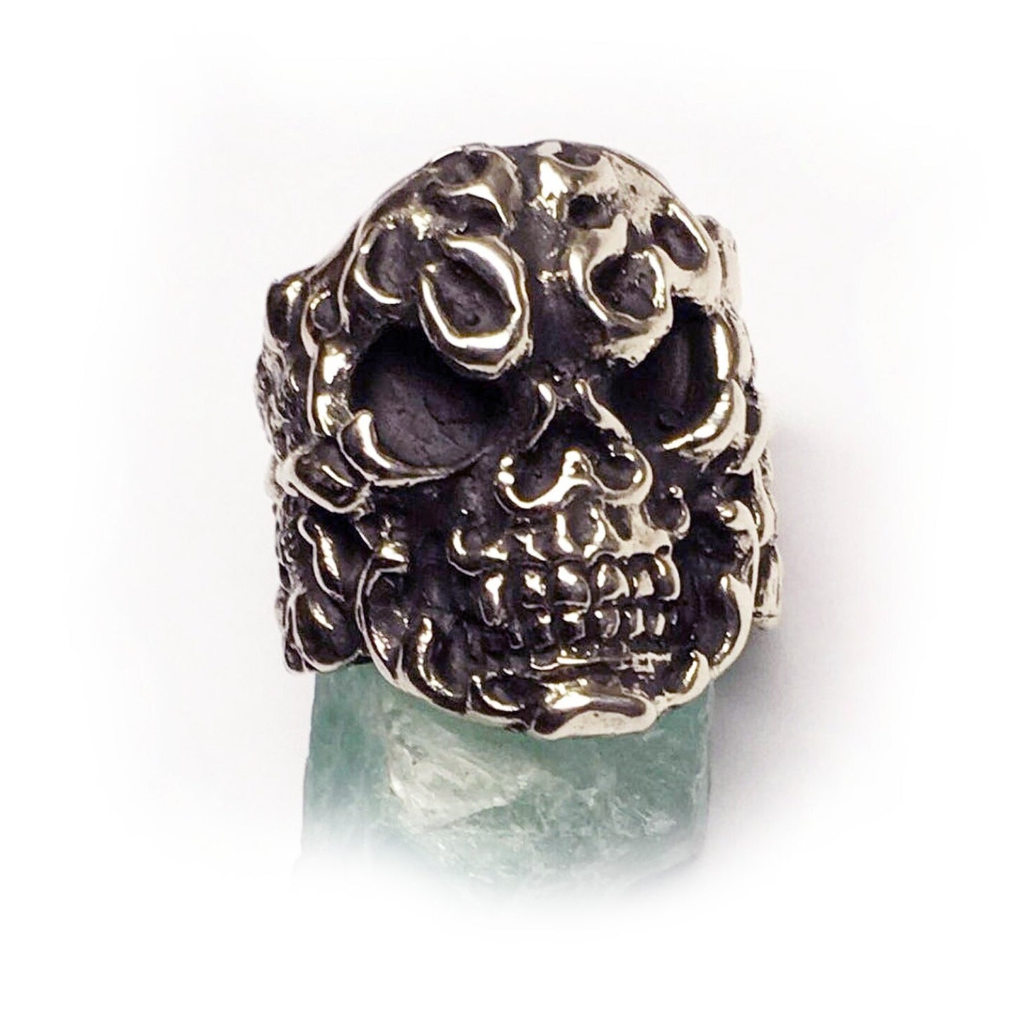 Fire Skull Sterling Silver Ring