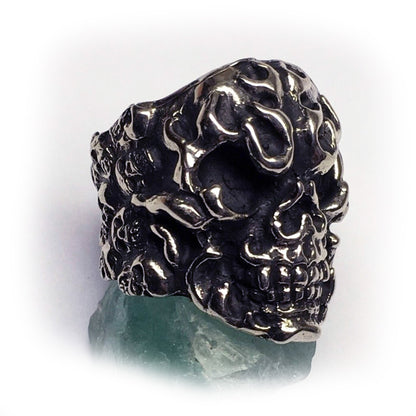 Fire Skull Sterling Silver Ring