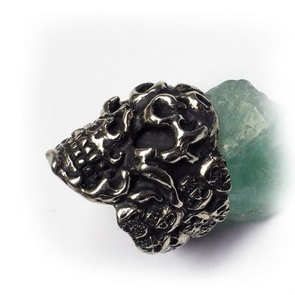 Fire Skull Sterling Silver Ring
