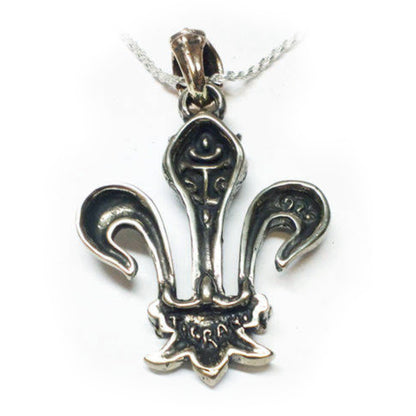 Fleur De Lis Sterling Silver Pendant V7 with Rubies