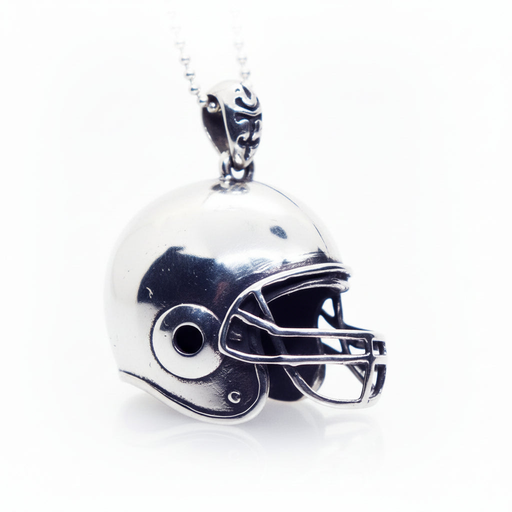 Football Helmet Sterling Silver Pendant