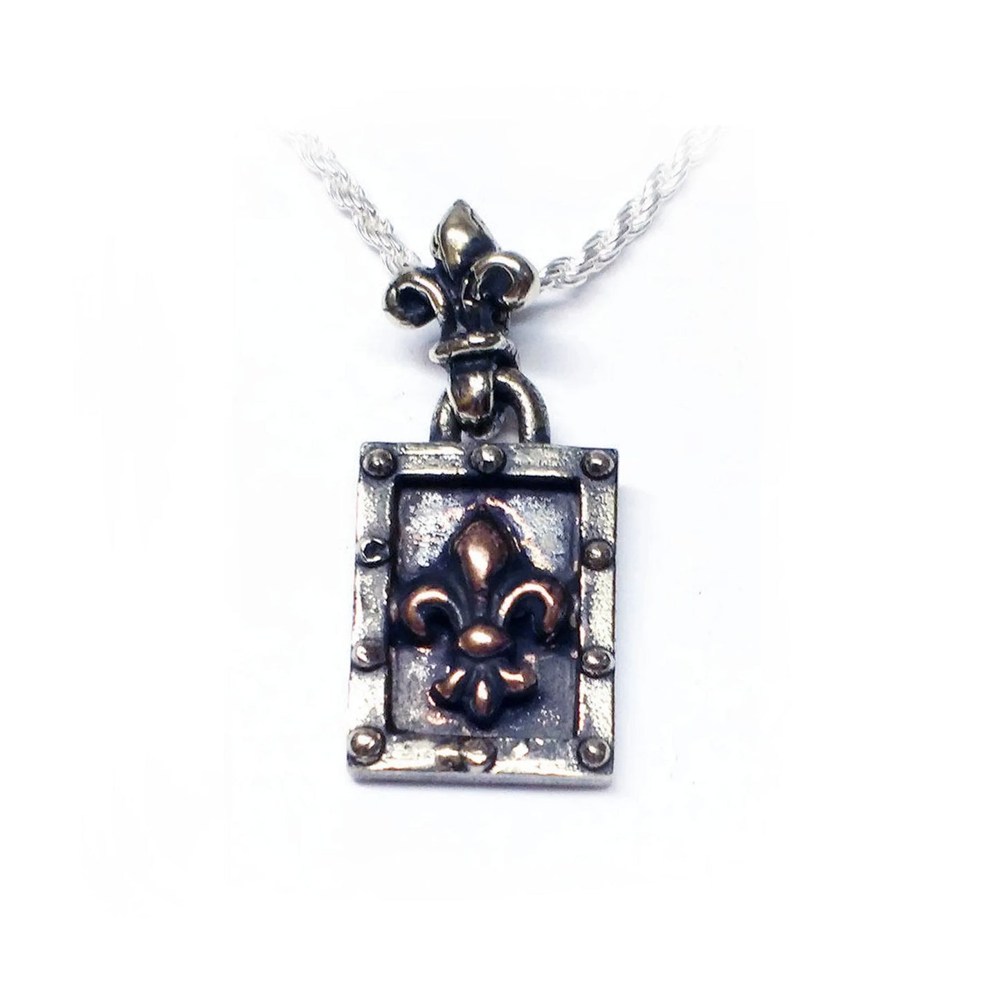 Framed Fleur De Lis Silver Pendant