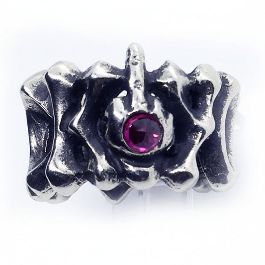 Fuck You Middle Finger with Ruby Stone Sterling Silver Ring