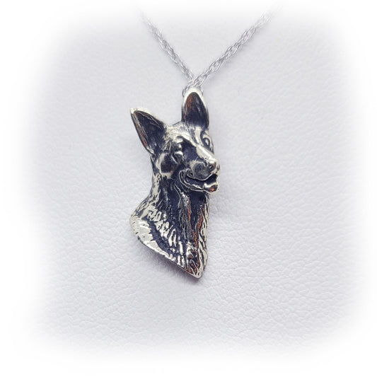 German Shepherd Sterling Silver Necklace