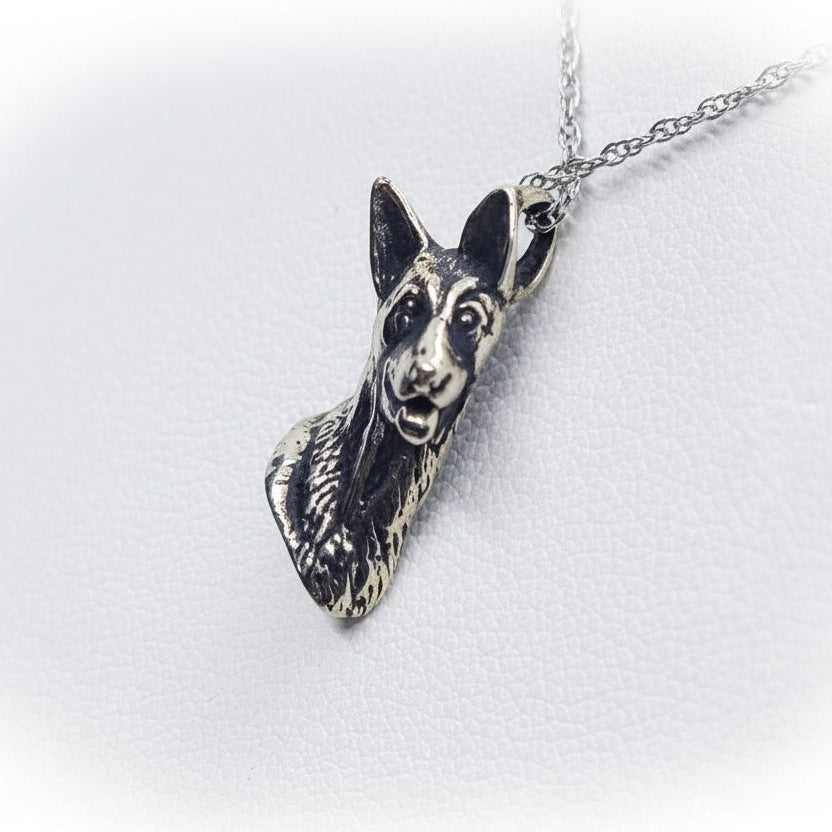 German Shepherd Sterling Silver Necklace