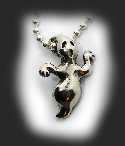 Small Ghost Sterling Silver Pendant V2