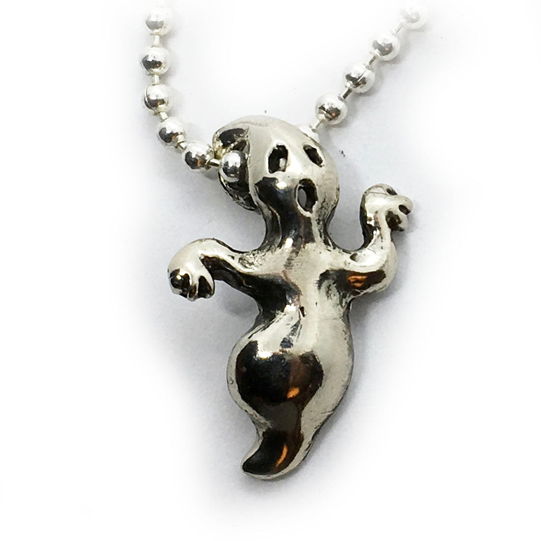 Small Ghost Sterling Silver Pendant V2