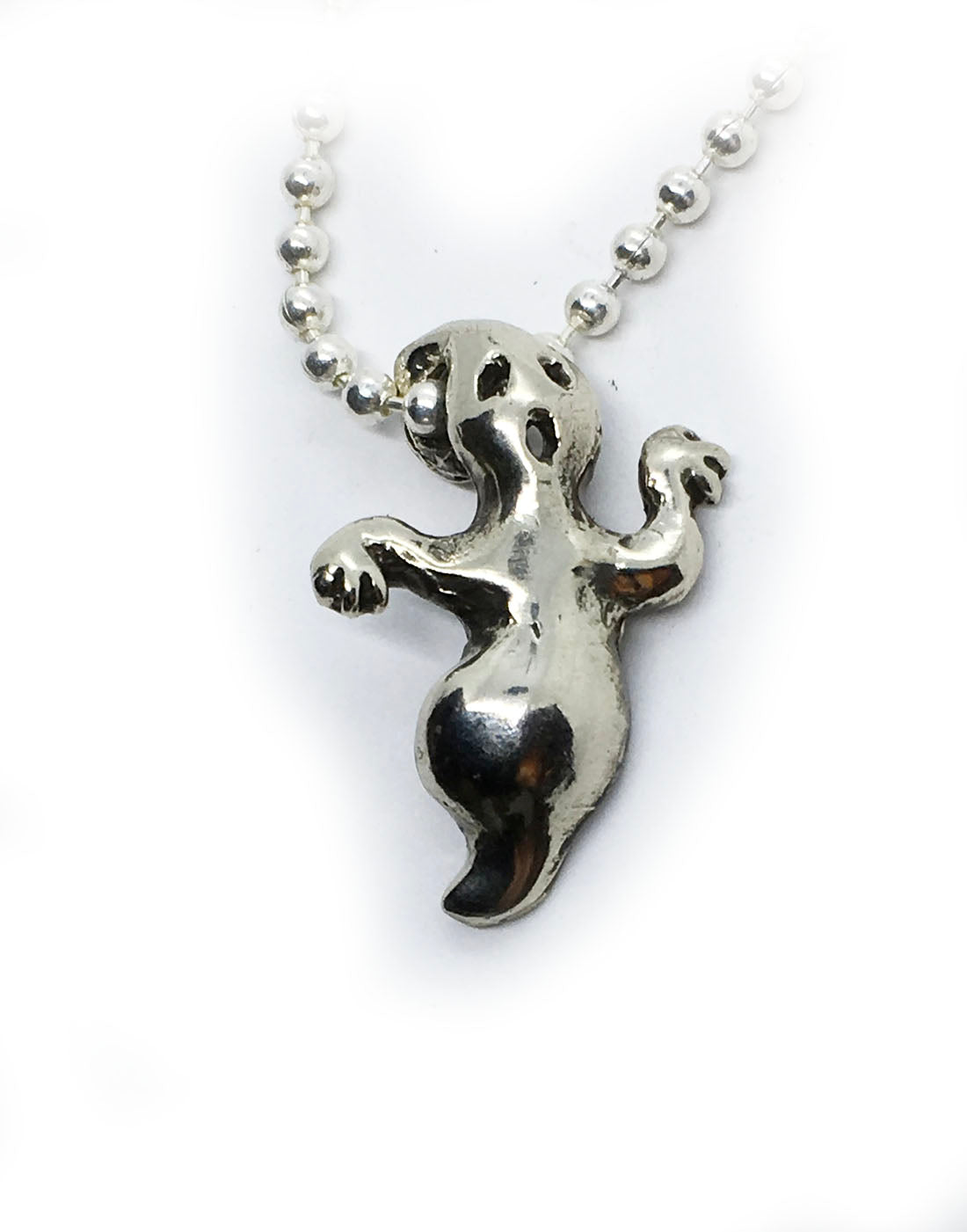 Small Ghost Sterling Silver Pendant V2