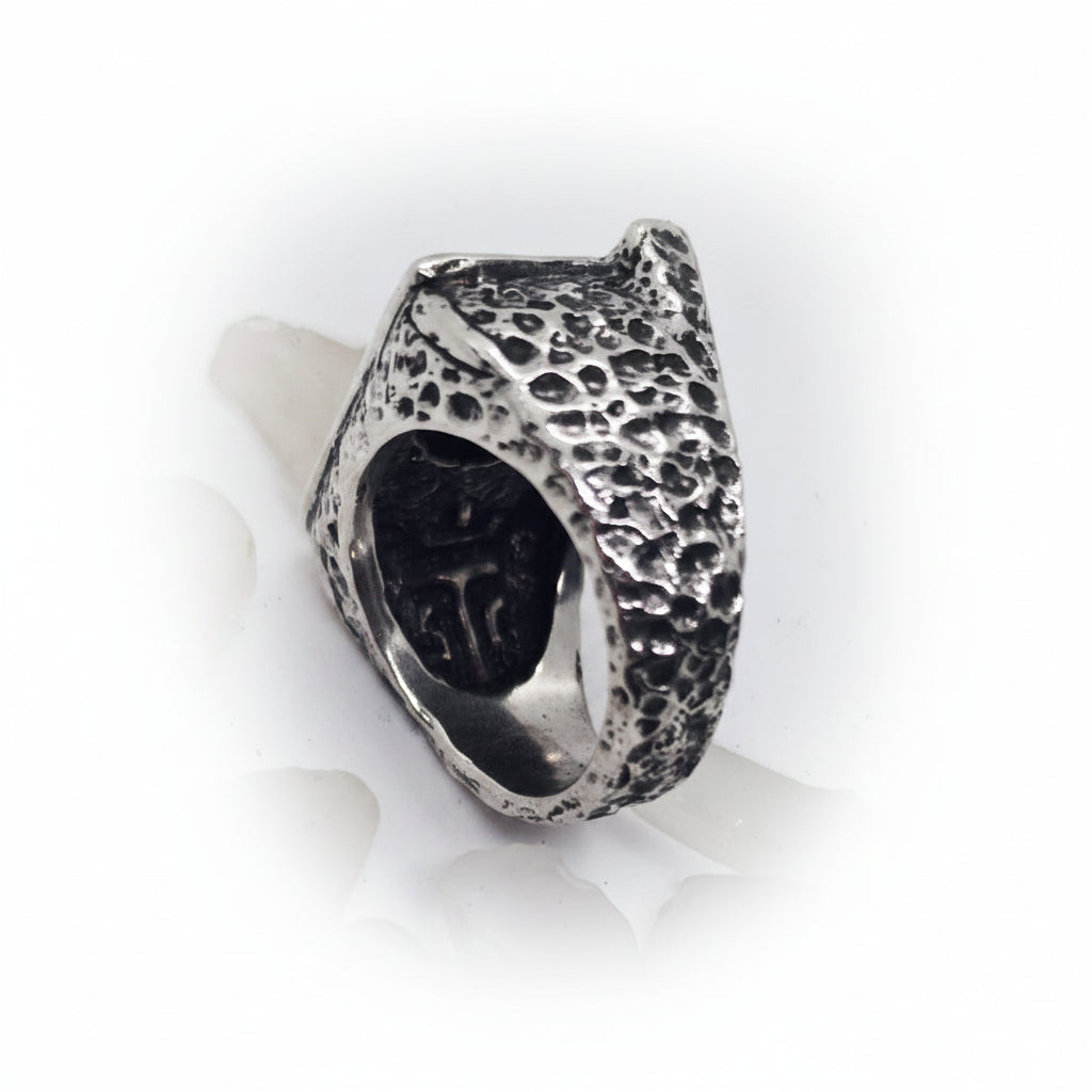 Gooaall Soccer Goal with Ball in Sterling Silver ring