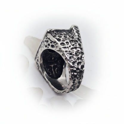 Gooaall Soccer Goal with Ball in Sterling Silver ring