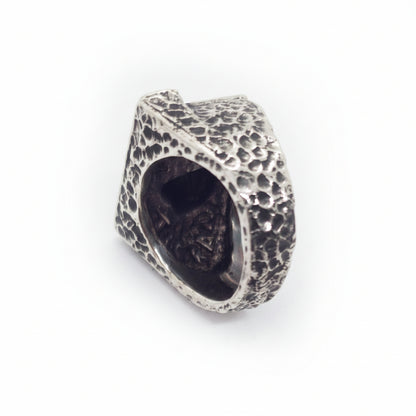 Gooaall Soccer Goal with Ball in Sterling Silver ring