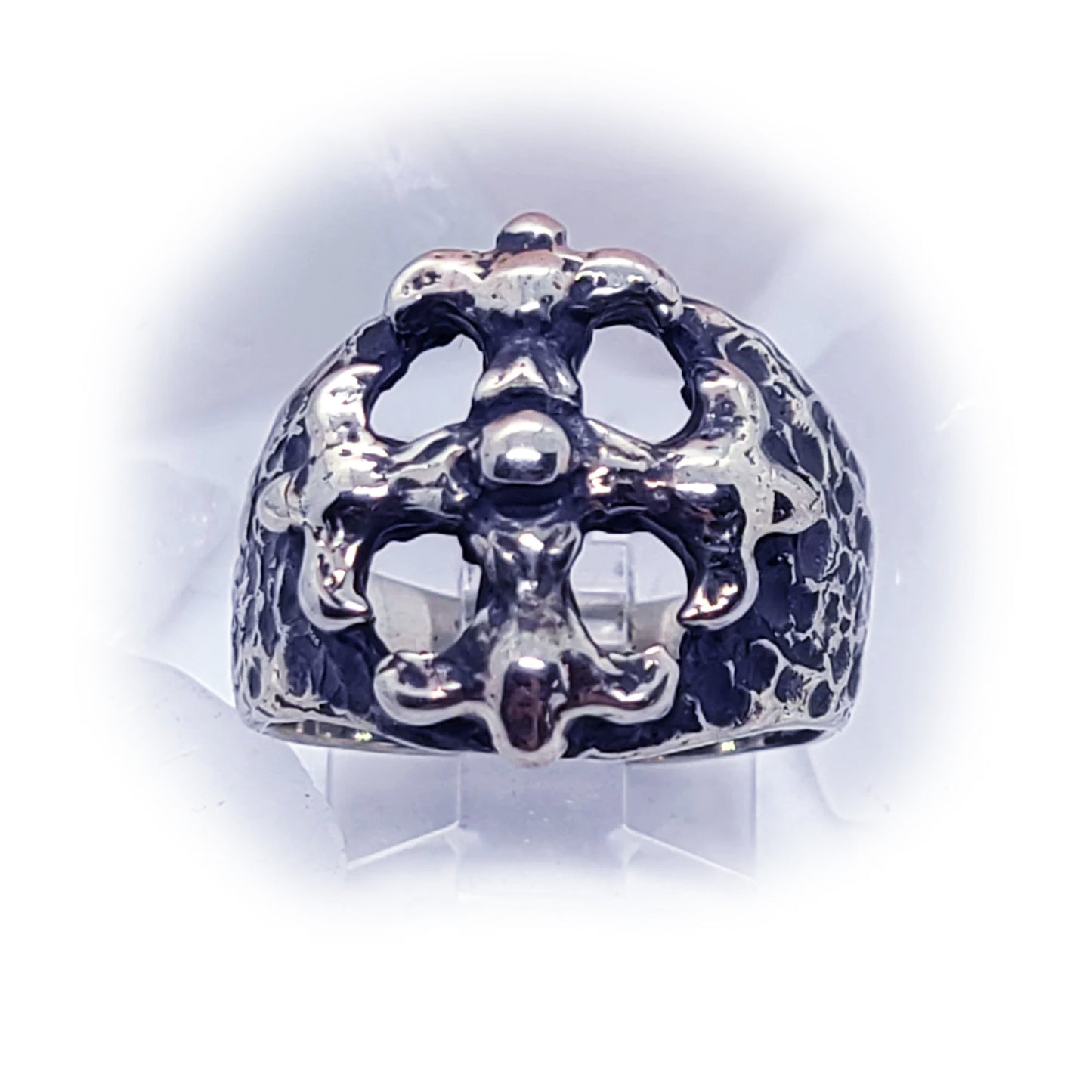 Gothic Cross Antique Sterling Silver Ring
