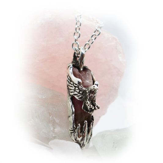 Grand Canyon Eagle with Natural Quartz Stone Sterling Silver Necklace