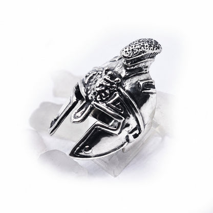 Greek or Italy or Armenian Ancient Warfarer Helmet Sterling Silver Ring