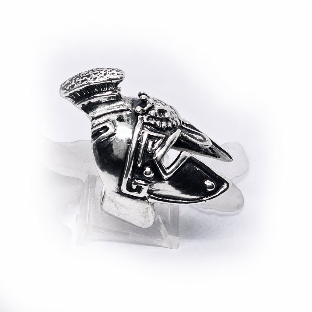 Greek or Italy or Armenian Ancient Warfarer Helmet Sterling Silver Ring
