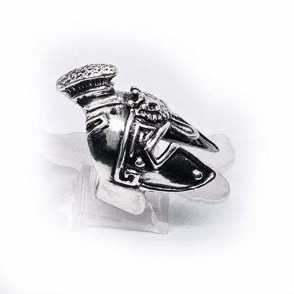 Greek or Italy or Armenian Ancient Warfarer Helmet Sterling Silver Ring