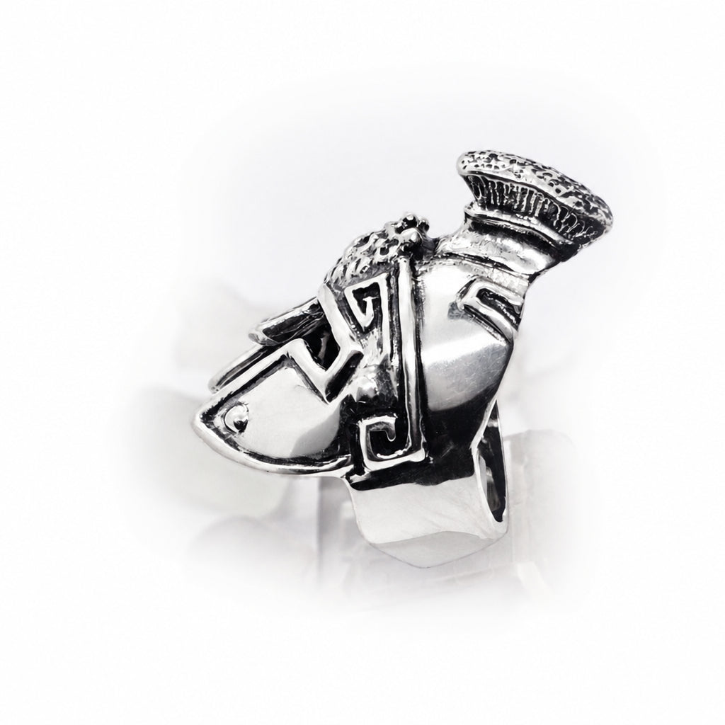 Greek or Italy or Armenian Ancient Warfarer Helmet Sterling Silver Ring