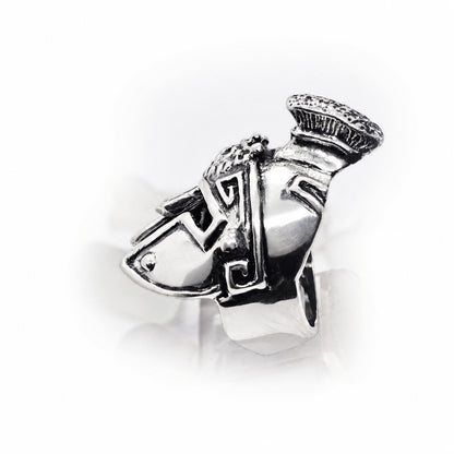 Greek or Italy or Armenian Ancient Warfarer Helmet Sterling Silver Ring
