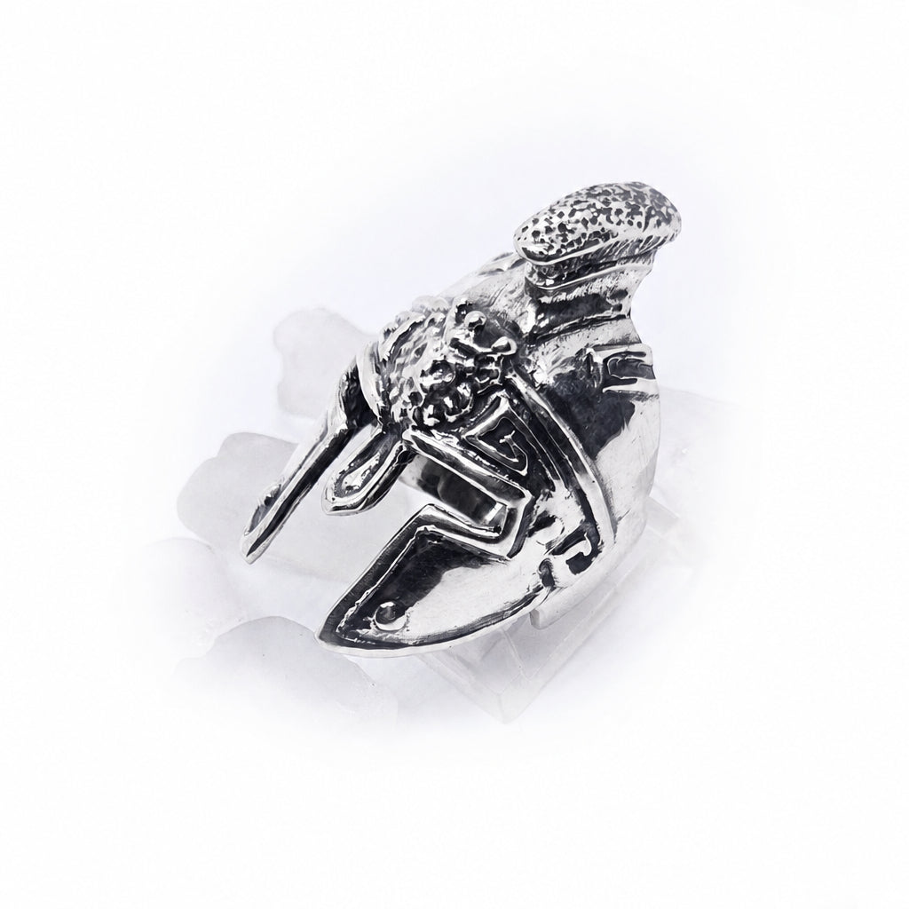 Greek or Italy or Armenian Ancient Warfarer Helmet Sterling Silver Ring