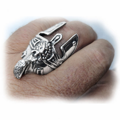 Greek or Italy or Armenian Ancient Warfarer Helmet Sterling Silver Ring