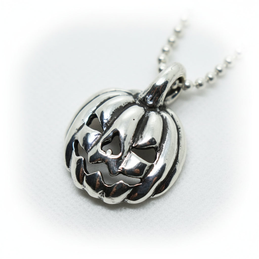 Halloween Jack-O-Lantern Sterling Silver Pendant
