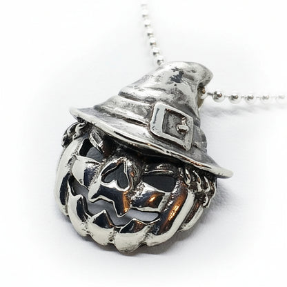 Halloween Pumpkin Witch Sterling Silver Pendant
