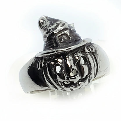 Halloween Witch Pumpkin Silver Ring