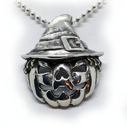 Halloween Pumpkin Witch Sterling Silver Pendant
