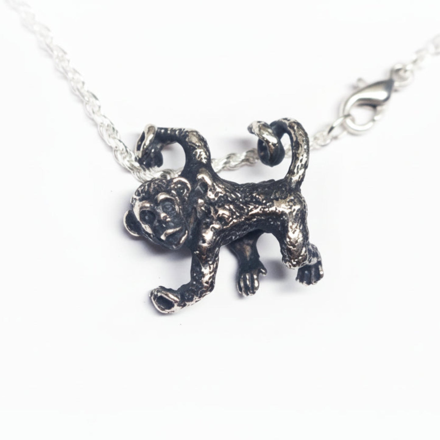 Hanging Monkey Silver Pendant